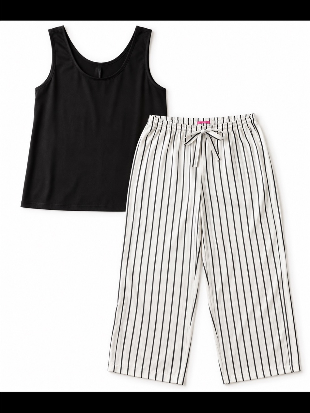 Annabelle Black Tank with White Pinstripe Pajama Set